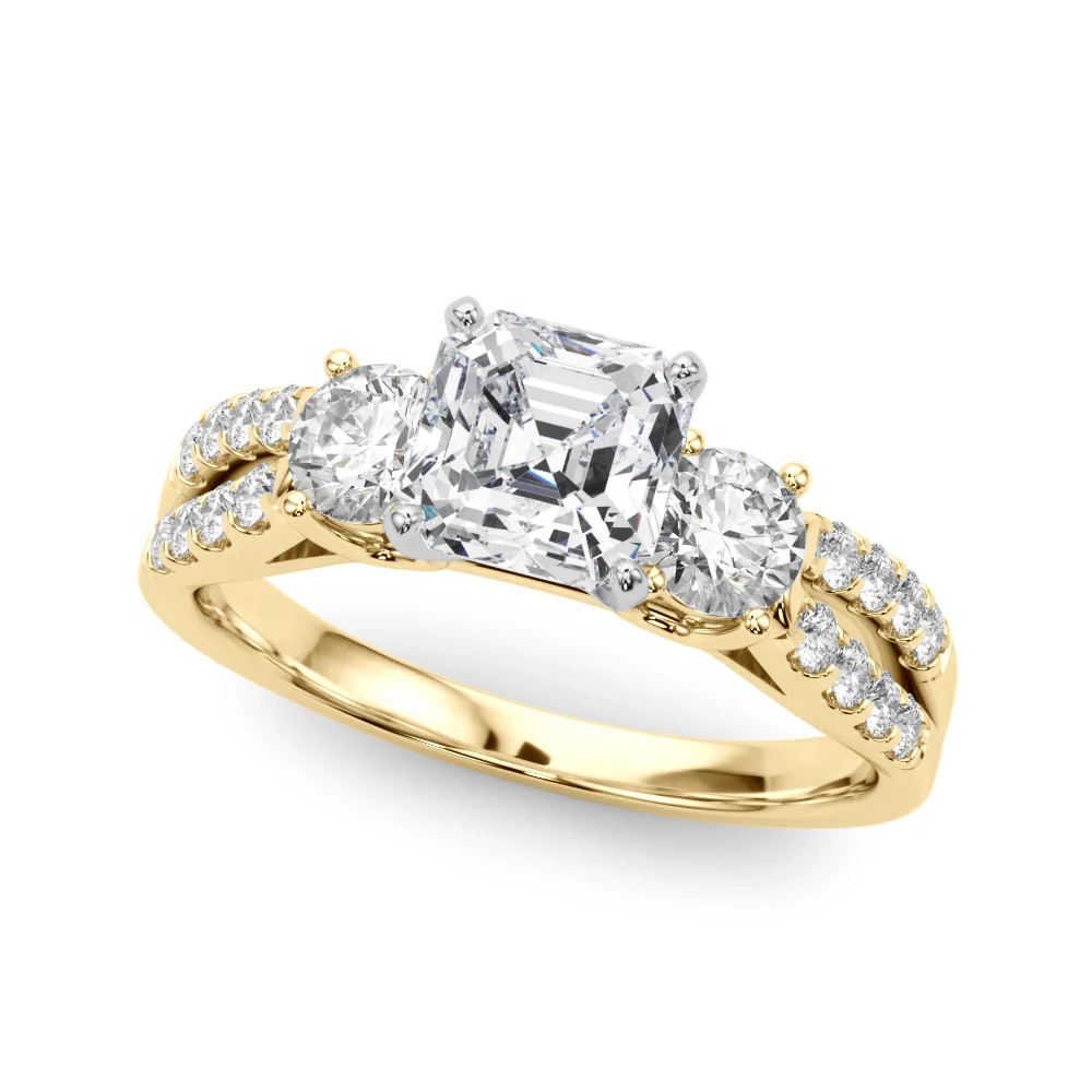 Three Stone Engagement Ring with Split Shank - Image 48