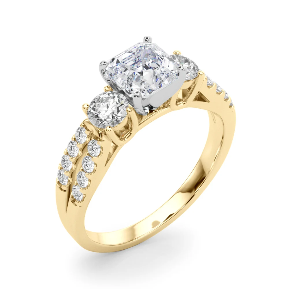 Three Stone Engagement Ring with Split Shank - Image 78