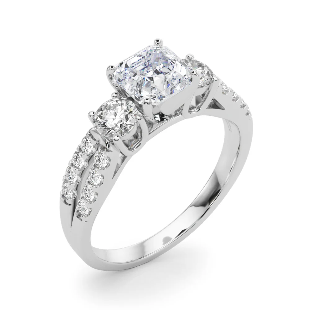 Three Stone Engagement Ring with Split Shank - Image 31