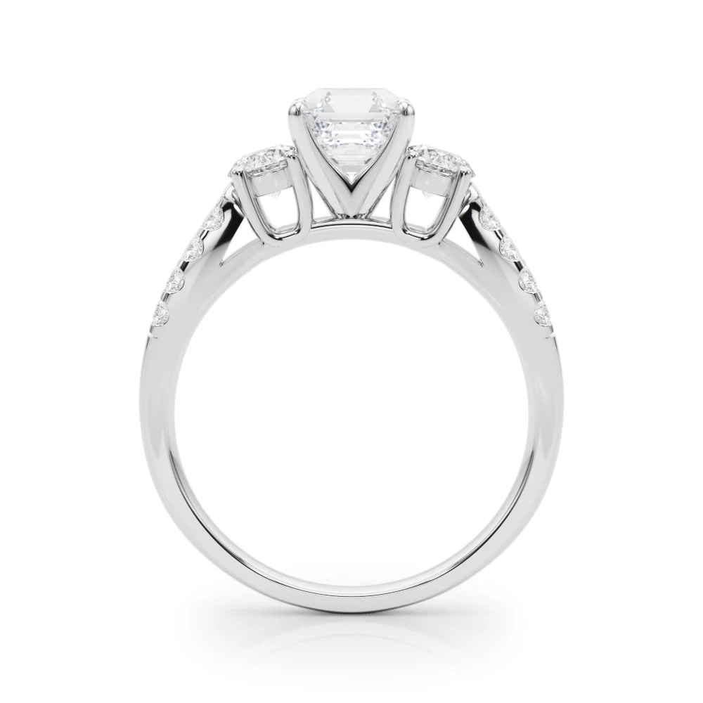 Three Stone Engagement Ring with Split Shank - Image 11