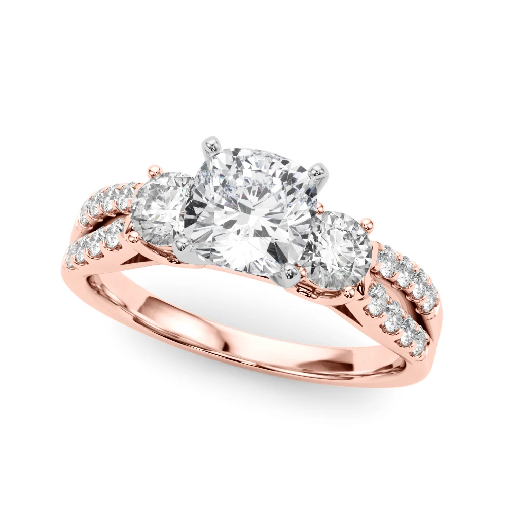 Three Stone Engagement Ring with Split Shank - Image 96