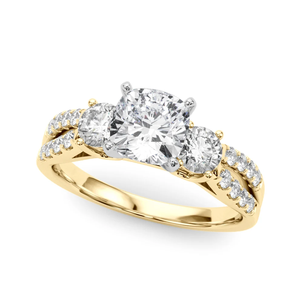 Three Stone Engagement Ring with Split Shank - Image 49