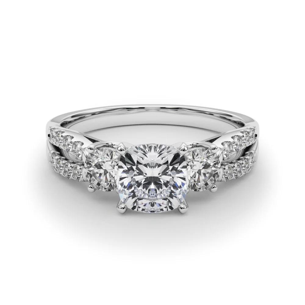 Three Stone Engagement Ring with Split Shank - Image 22