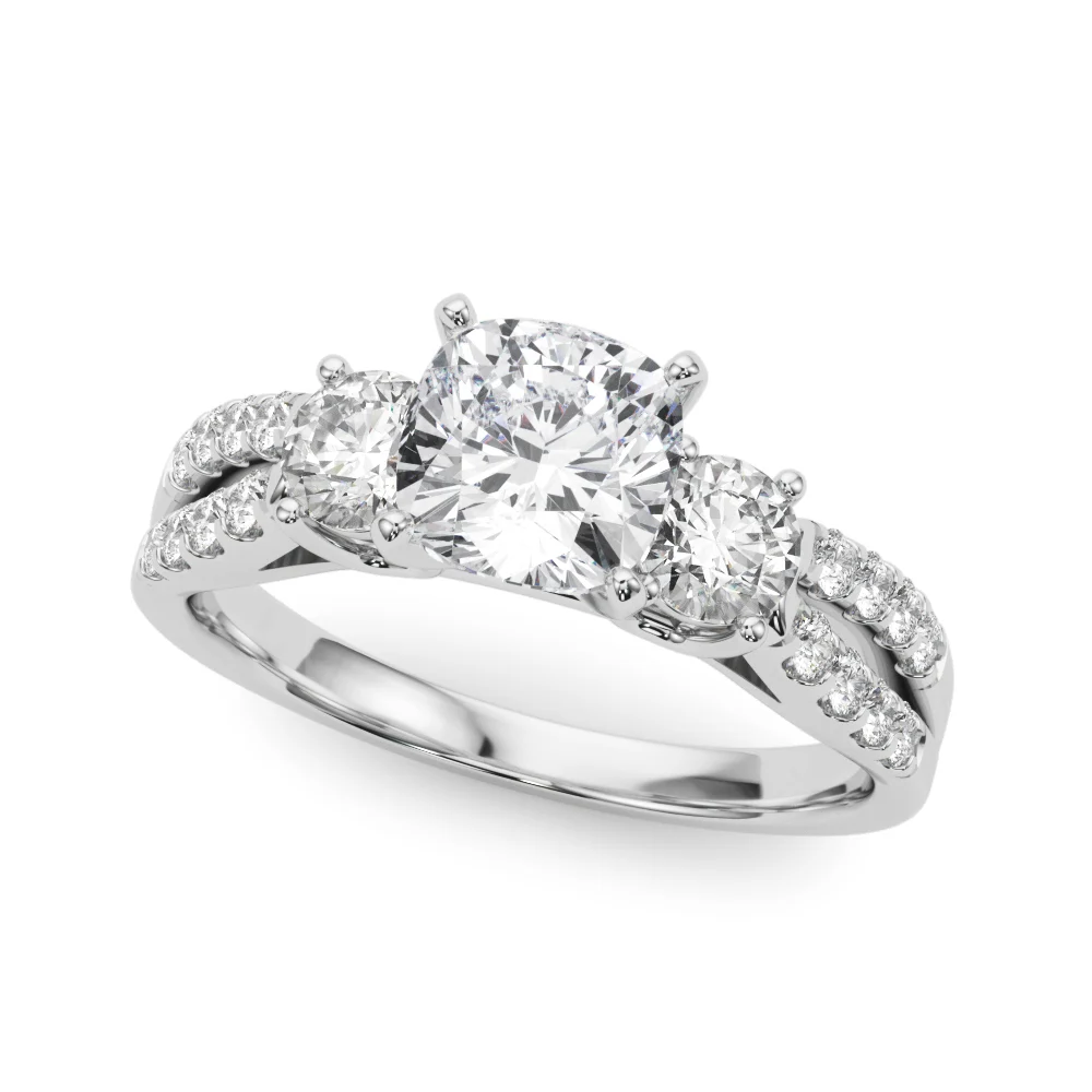 Three Stone Engagement Ring with Split Shank - Image 2
