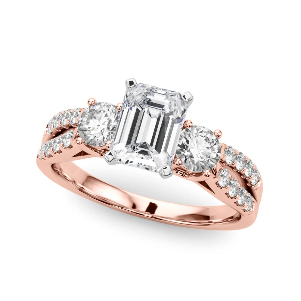 Three Stone Engagement Ring with Split Shank - Image 97