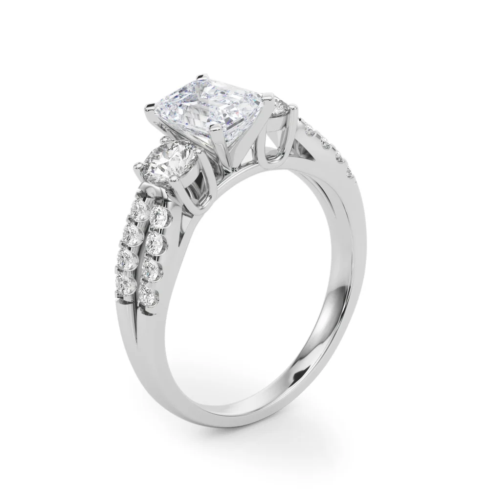Three Stone Engagement Ring with Split Shank - Image 33