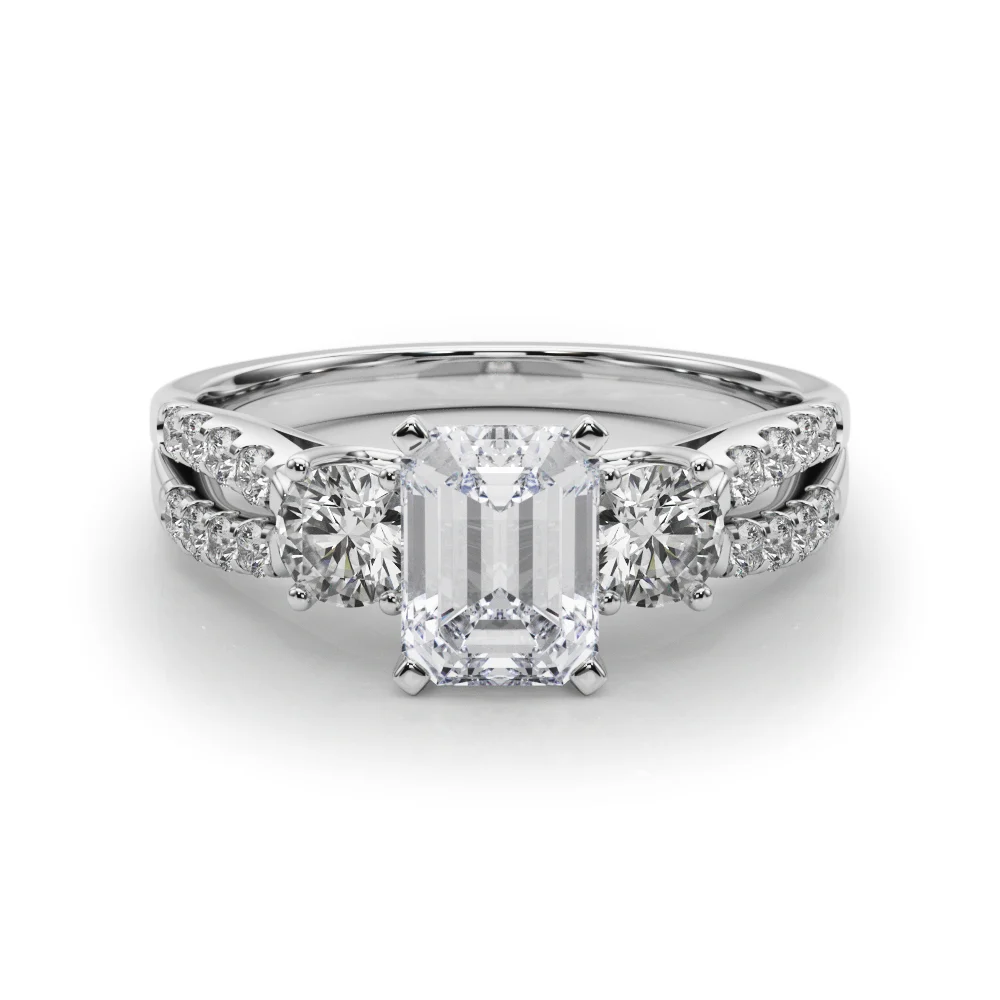 Three Stone Engagement Ring with Split Shank - Image 23