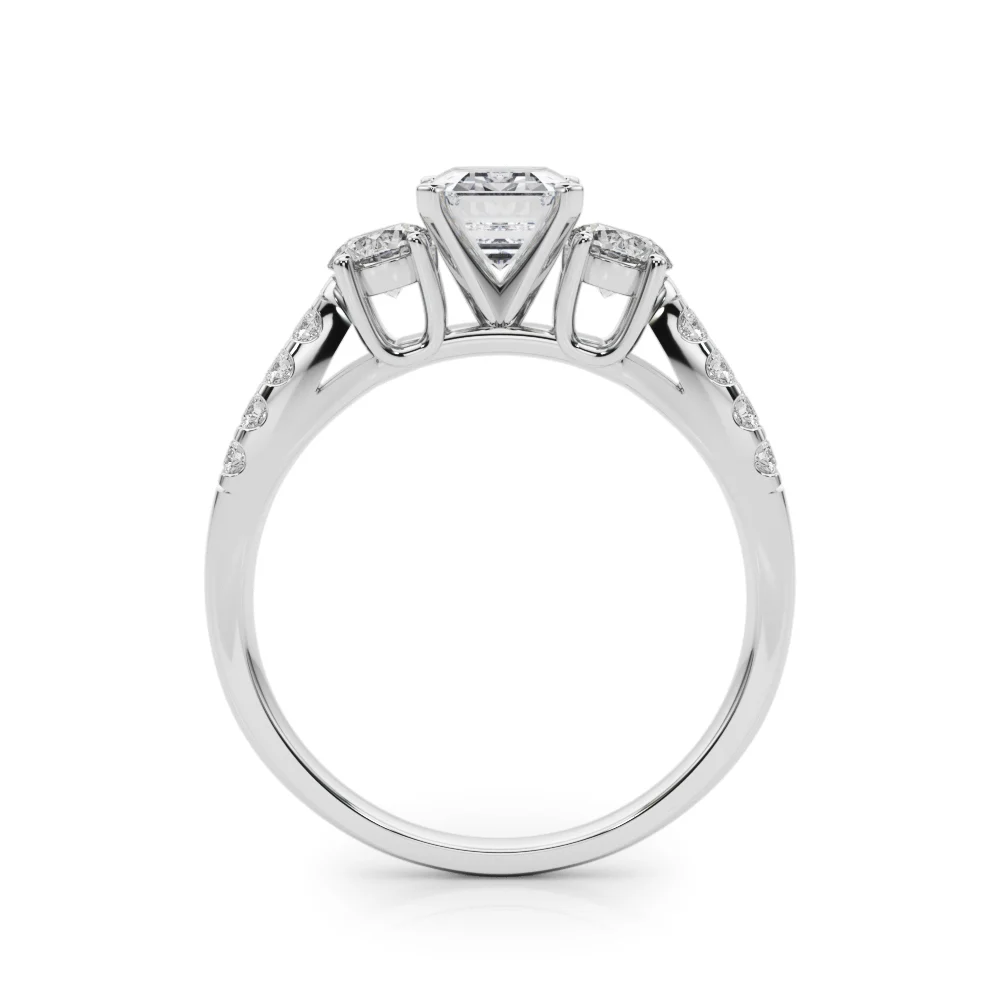 Three Stone Engagement Ring with Split Shank - Image 13