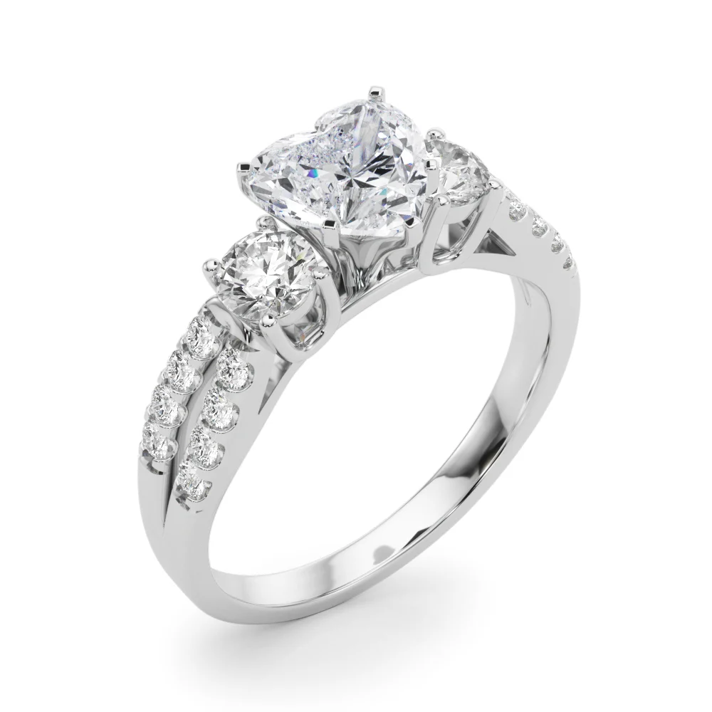 Three Stone Engagement Ring with Split Shank - Image 34