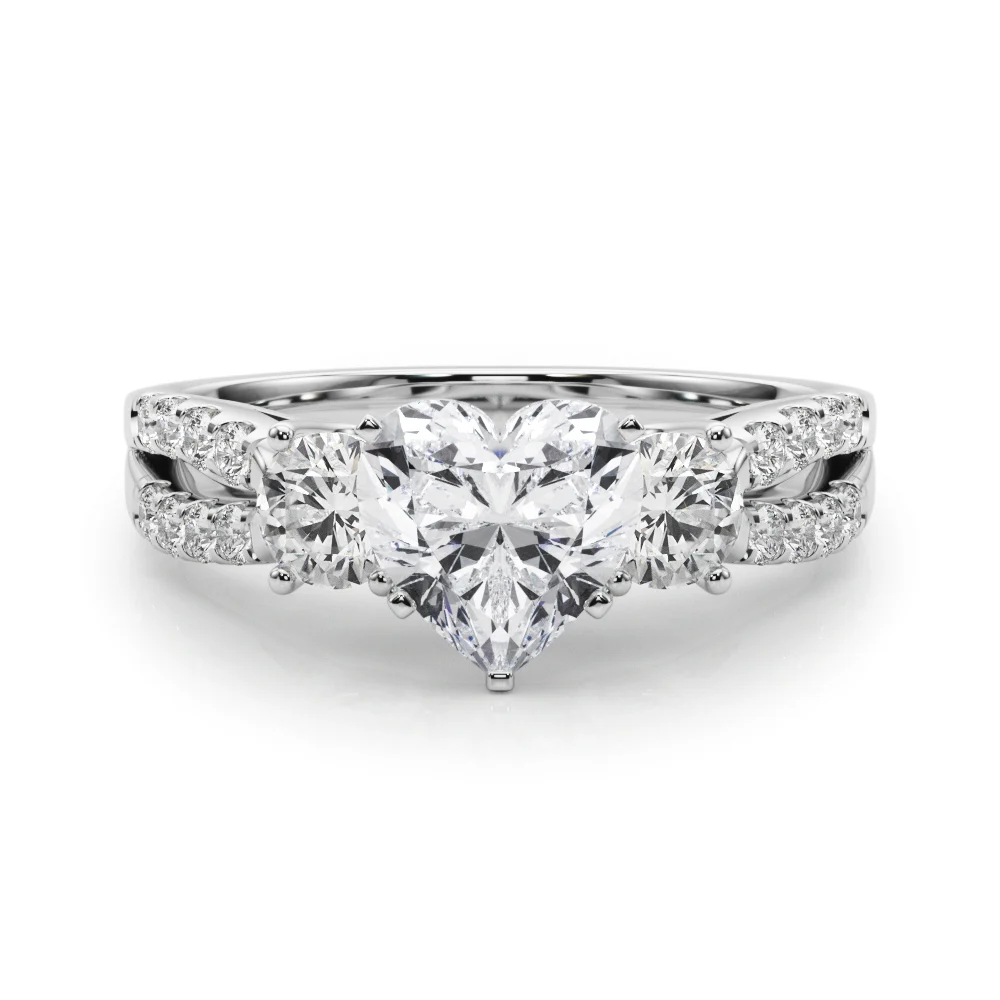 Three Stone Engagement Ring with Split Shank - Image 24