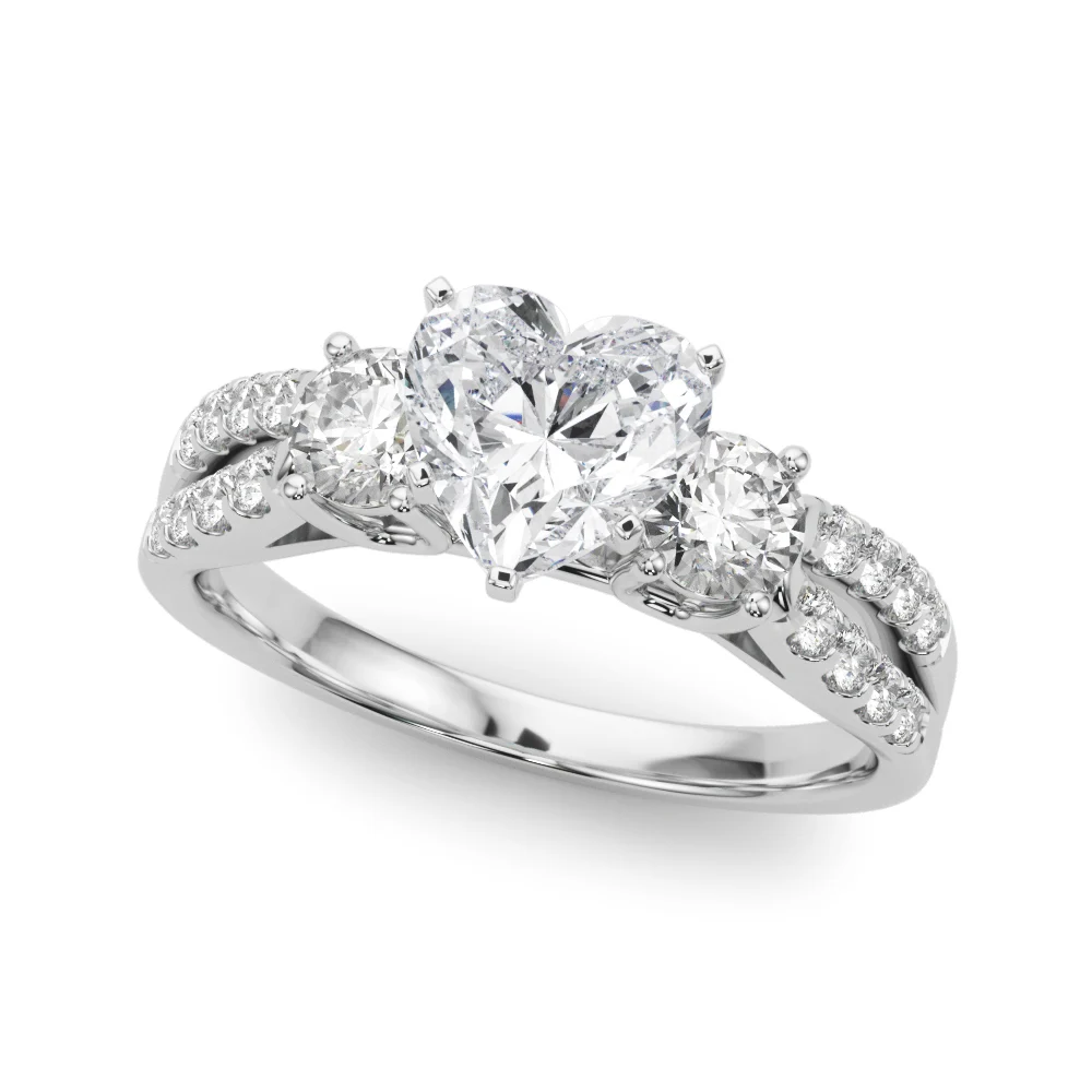 Three Stone Engagement Ring with Split Shank - Image 4