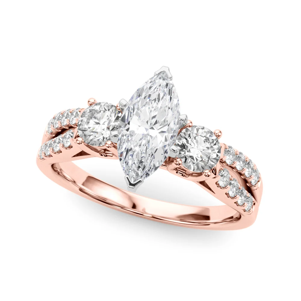 Three Stone Engagement Ring with Split Shank - Image 99