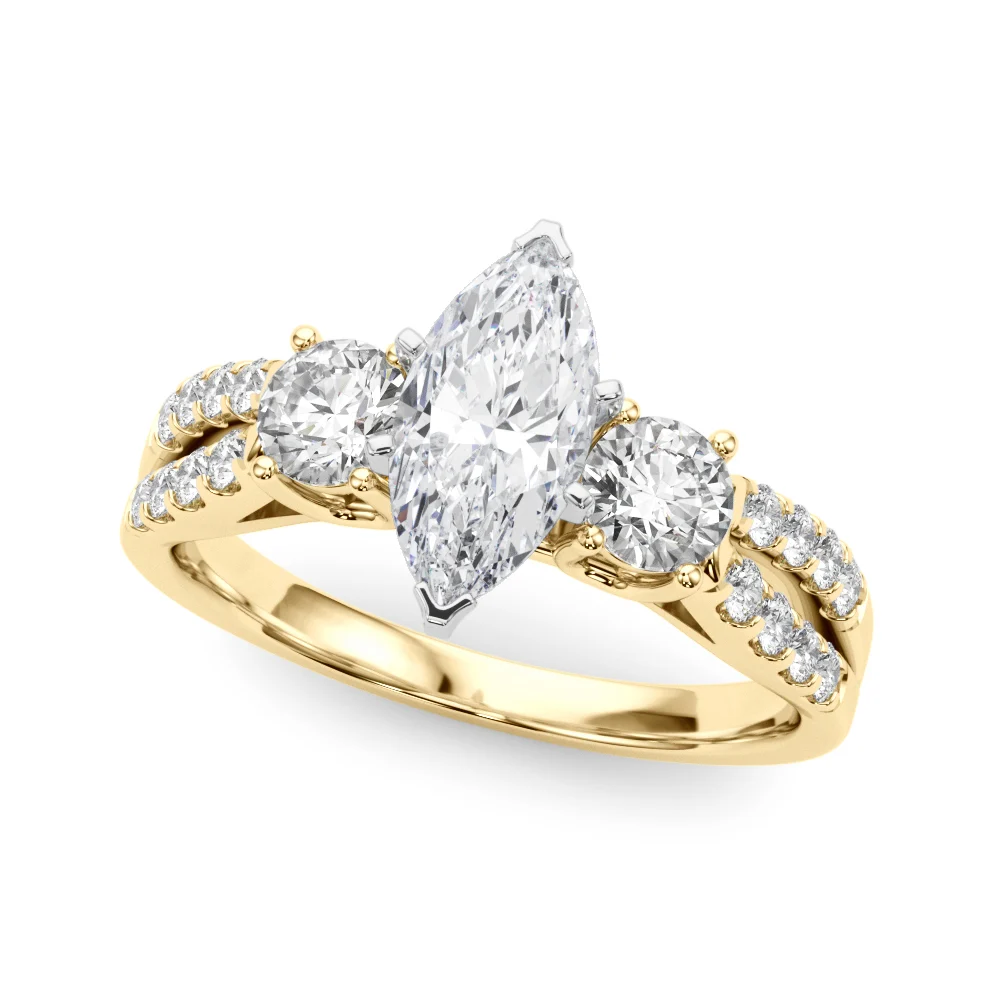 Three Stone Engagement Ring with Split Shank - Image 52