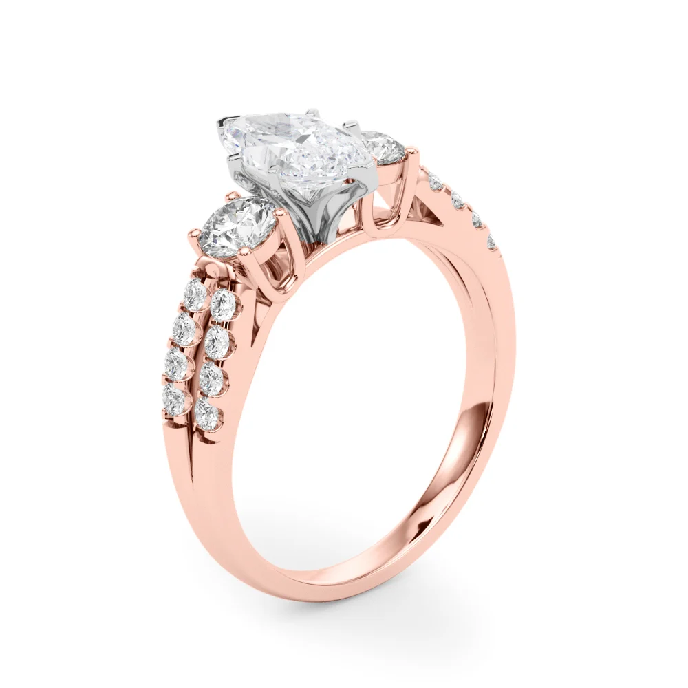 Three Stone Engagement Ring with Split Shank - Image 129