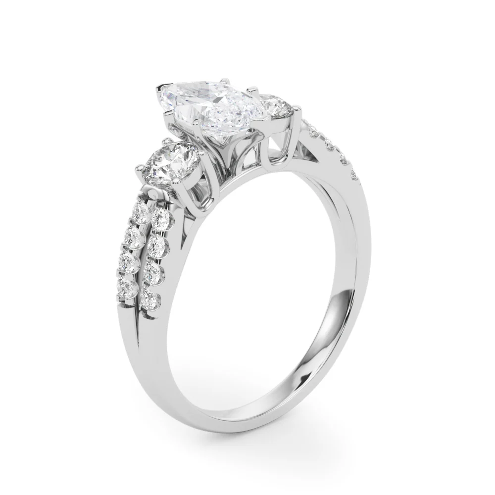 Three Stone Engagement Ring with Split Shank - Image 35