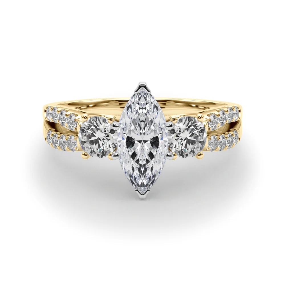 Three Stone Engagement Ring with Split Shank - Image 72