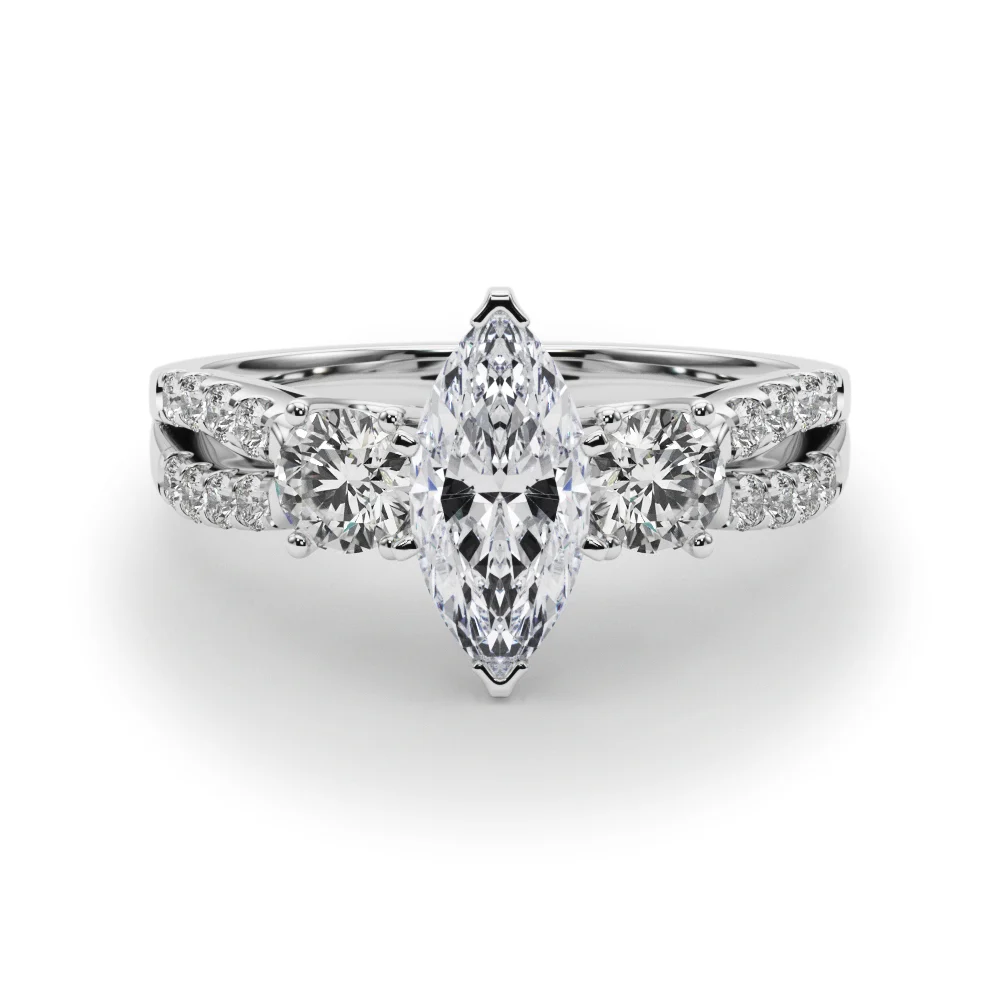Three Stone Engagement Ring with Split Shank - Image 25