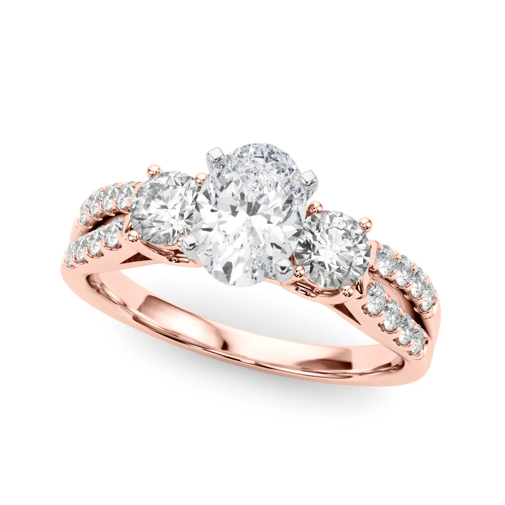 Three Stone Engagement Ring with Split Shank - Image 100