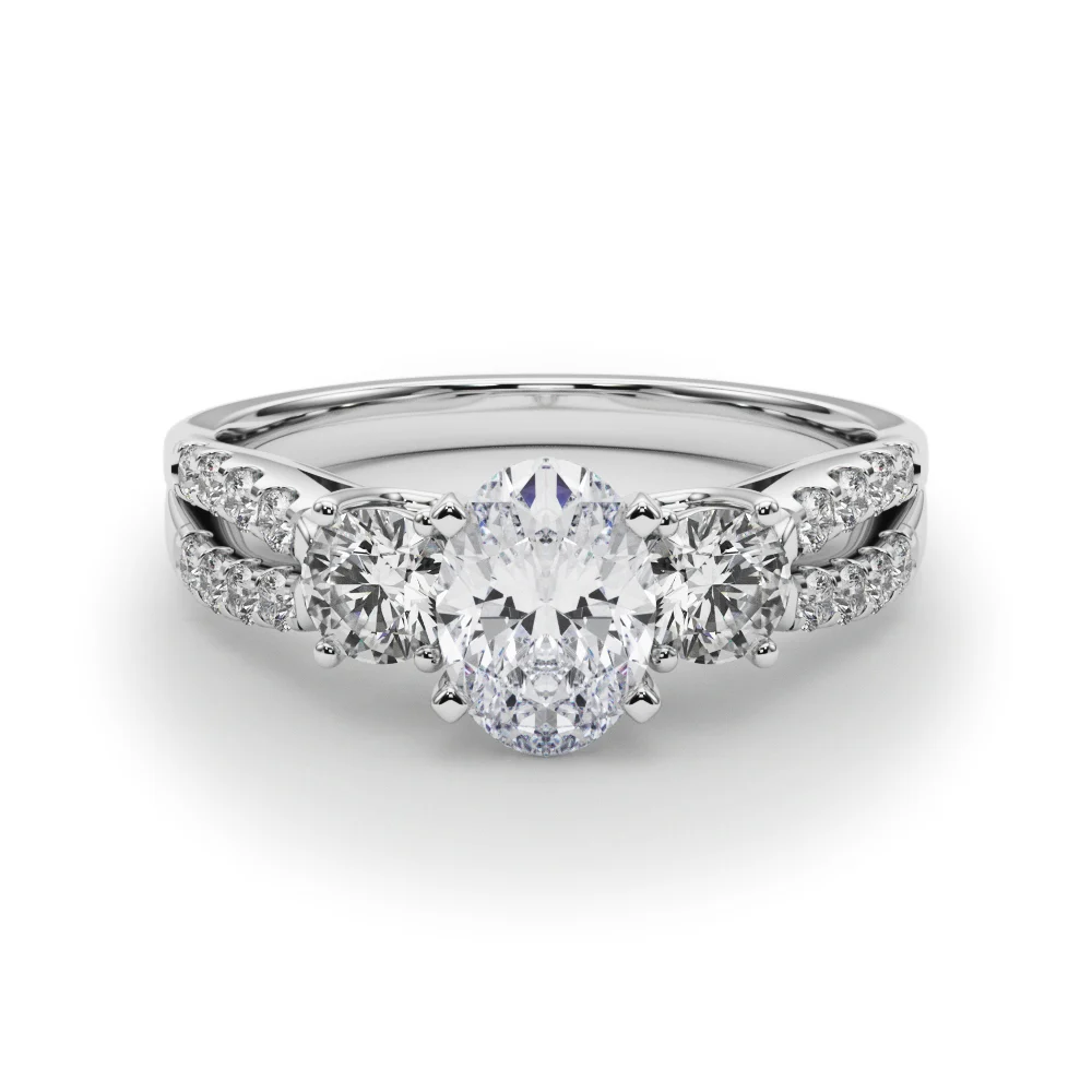 Three Stone Engagement Ring with Split Shank - Image 26