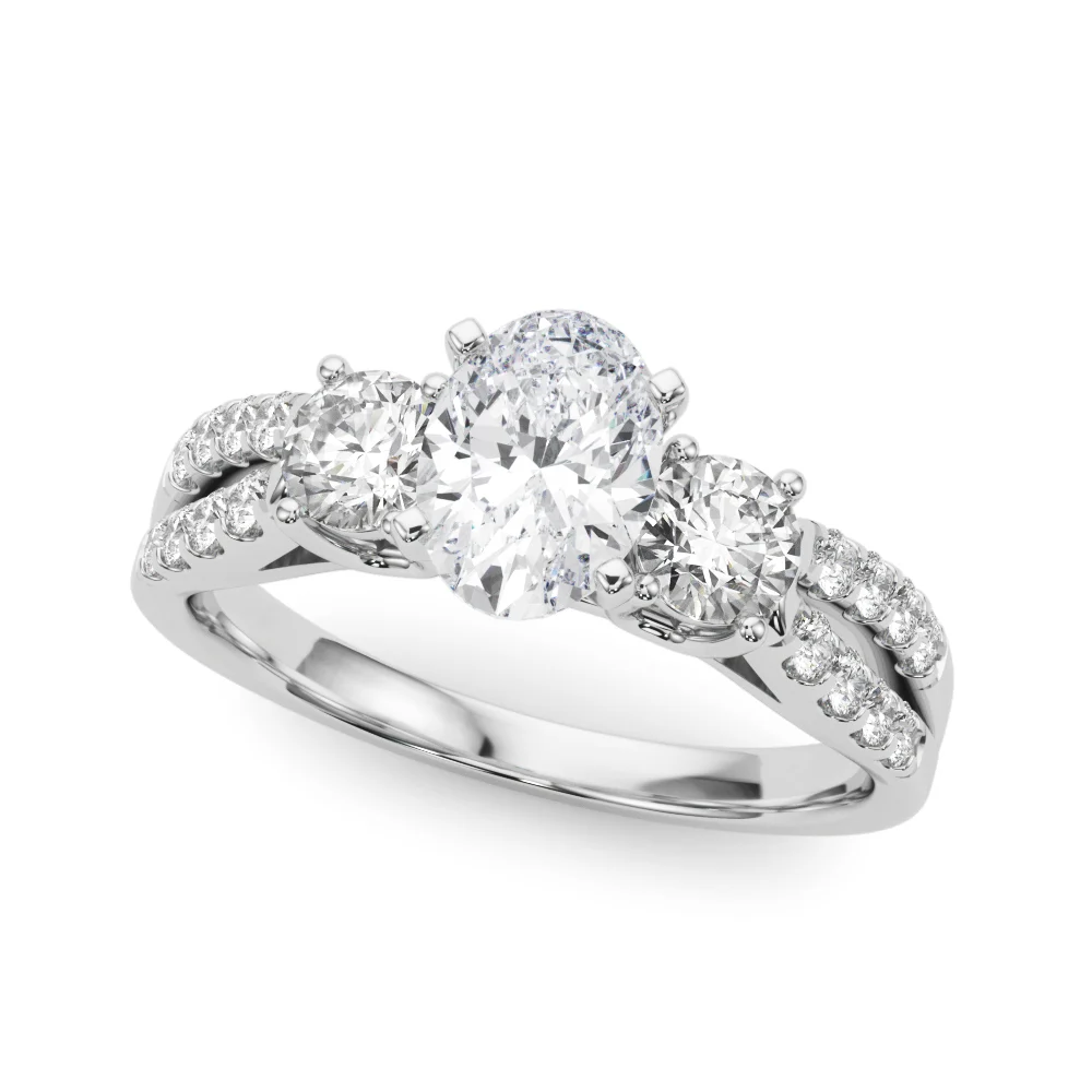 Three Stone Engagement Ring with Split Shank - Image 6