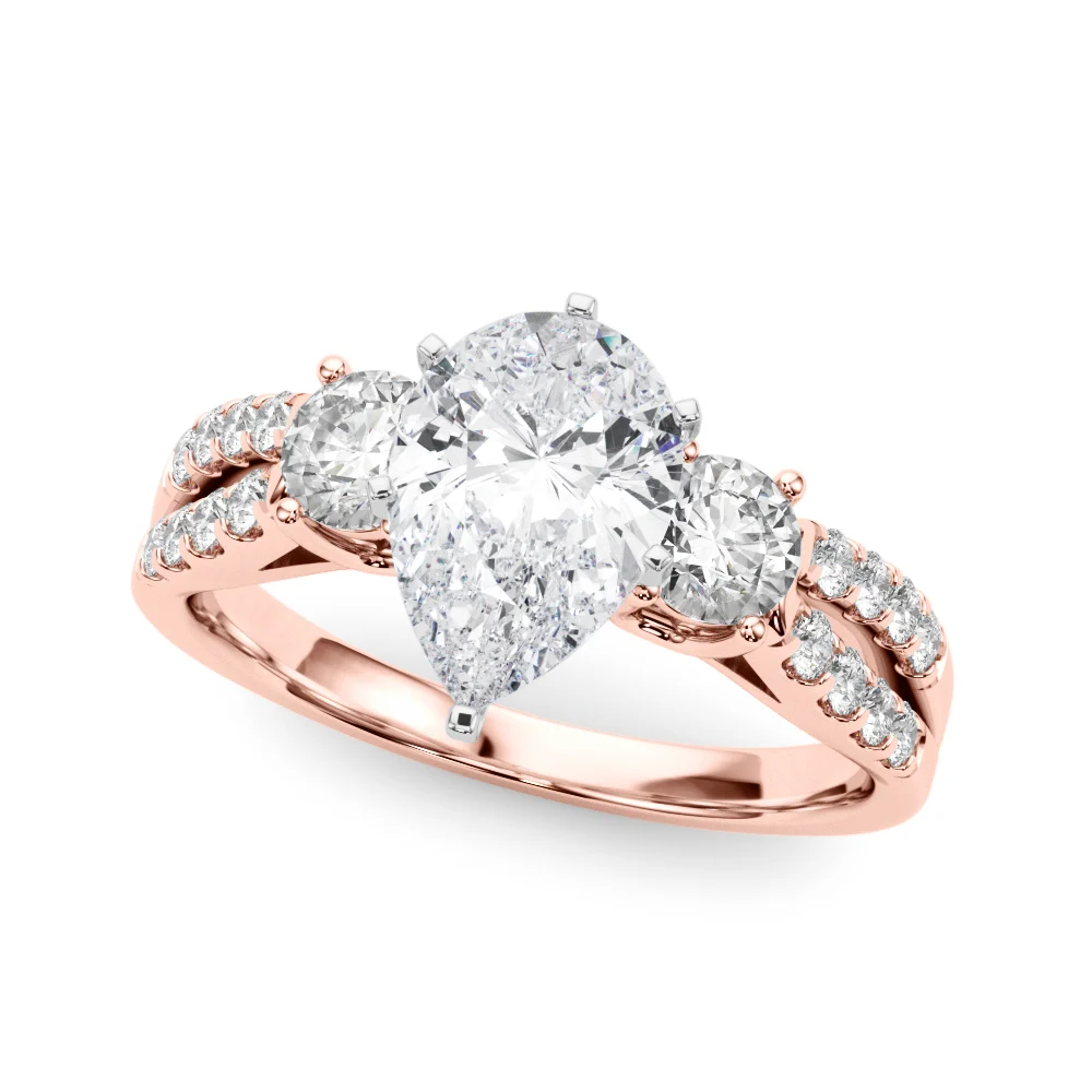 Three Stone Engagement Ring with Split Shank - Image 101