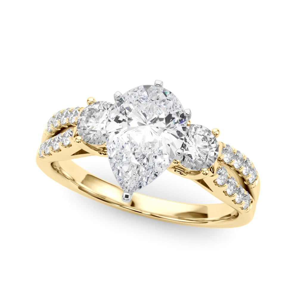 Three Stone Engagement Ring with Split Shank - Image 54