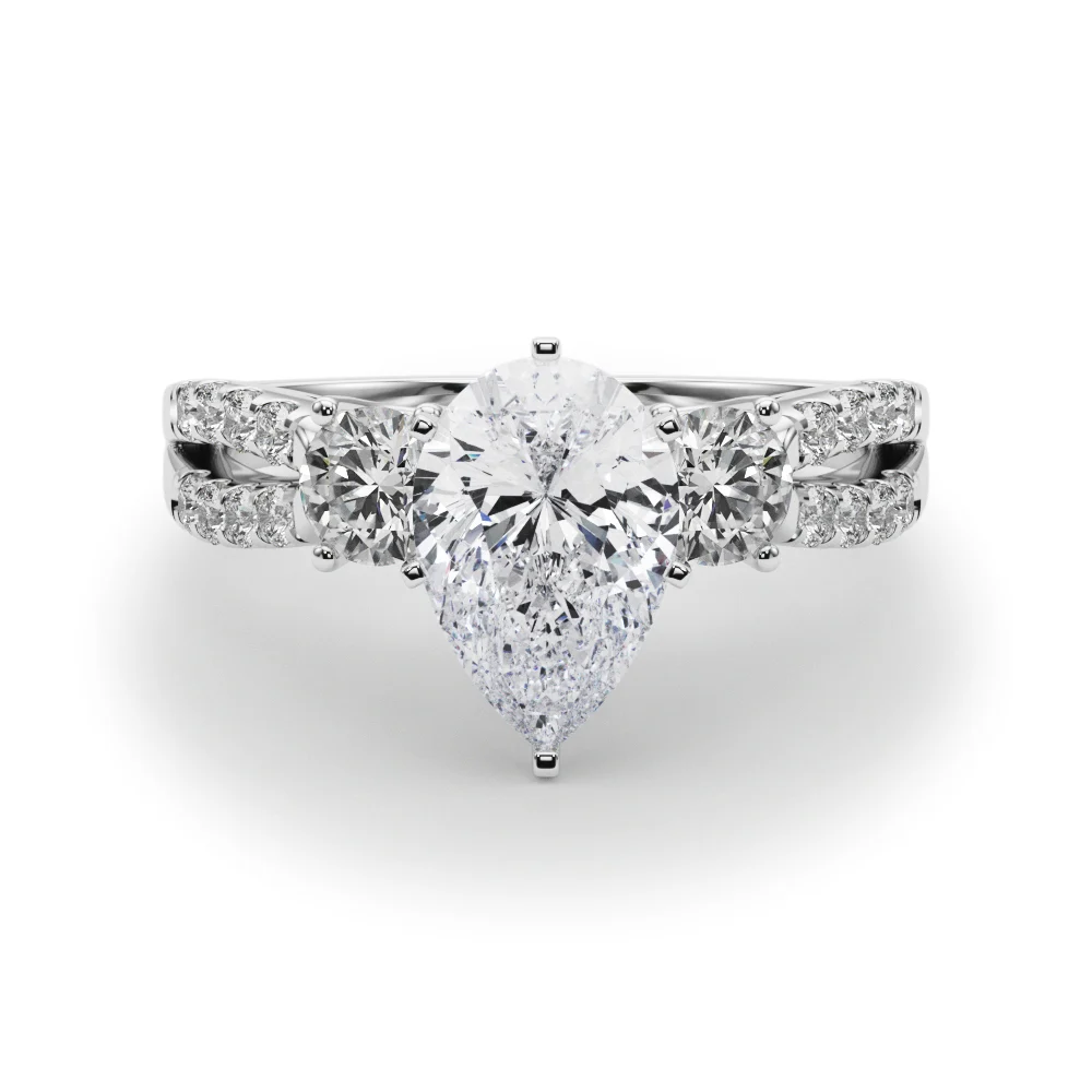 Three Stone Engagement Ring with Split Shank - Image 27