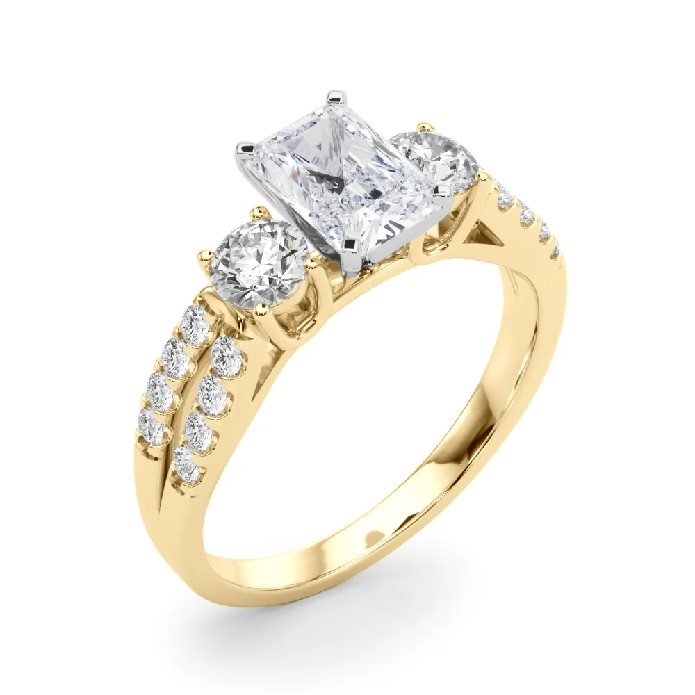 Three Stone Engagement Ring with Split Shank - Image 85