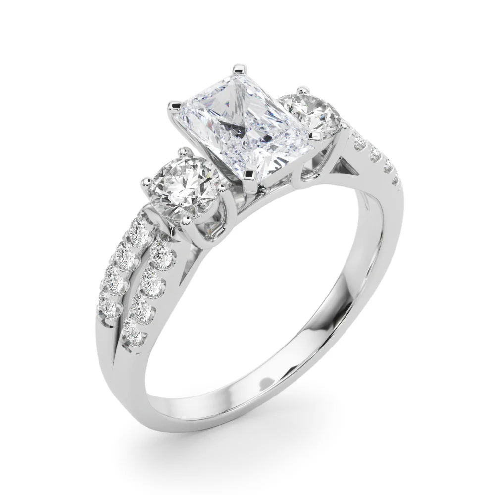 Three Stone Engagement Ring with Split Shank - Image 38