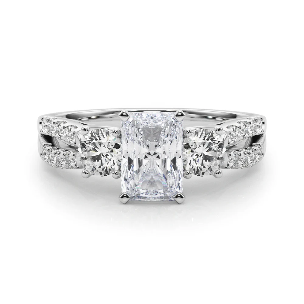 Three Stone Engagement Ring with Split Shank - Image 28