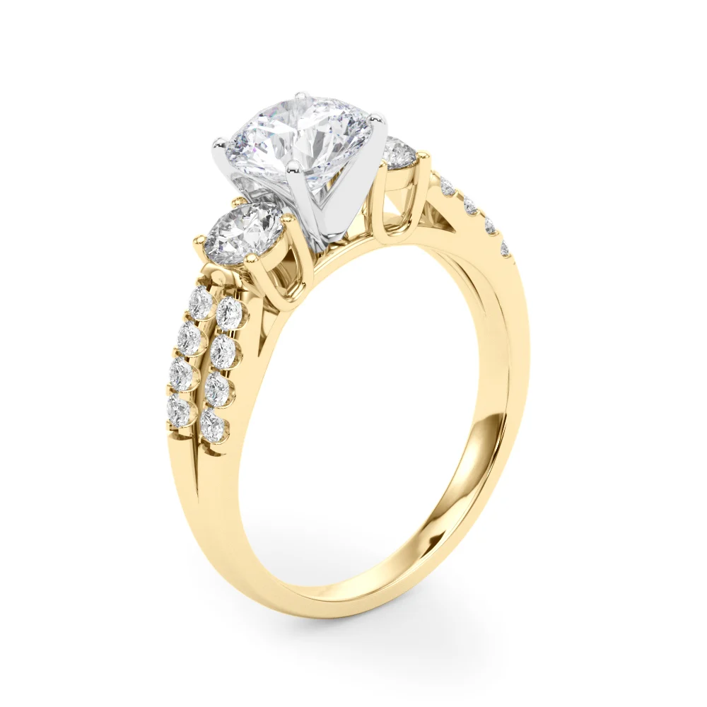 Three Stone Engagement Ring with Split Shank - Image 86