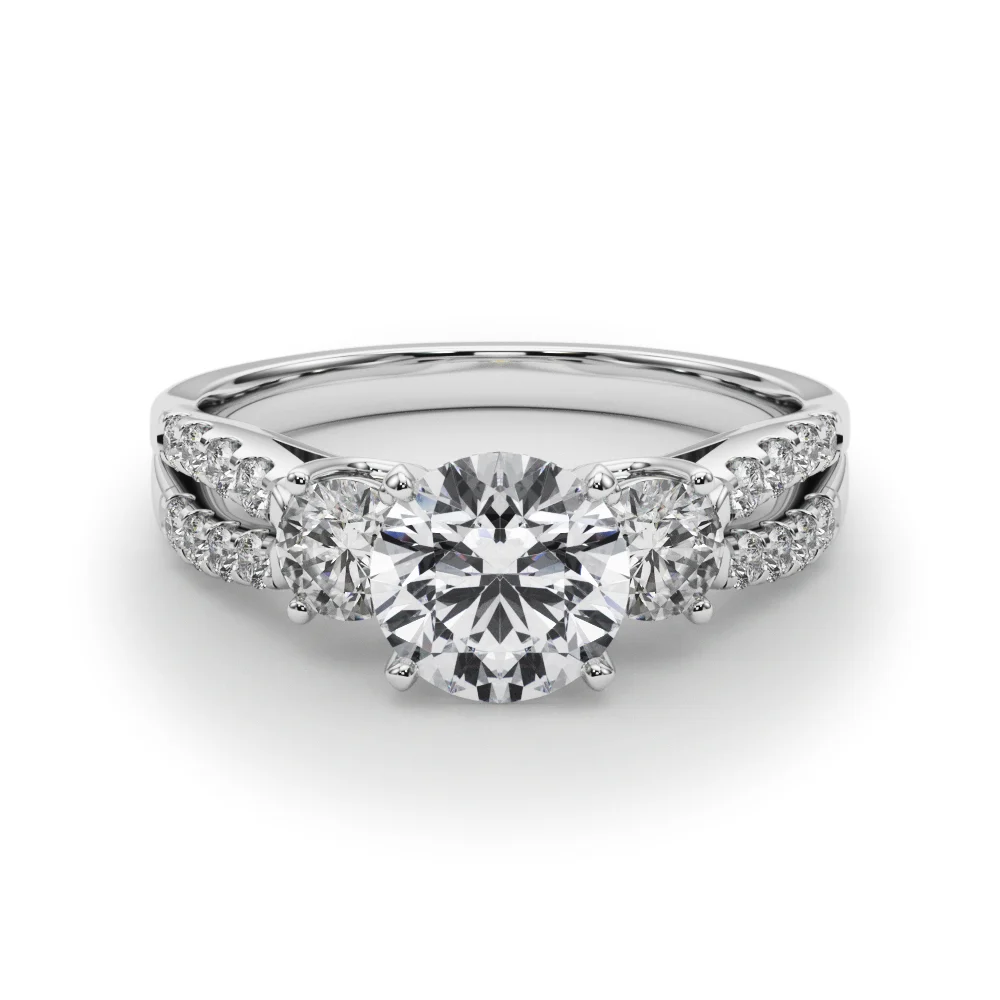 Three Stone Engagement Ring with Split Shank - Image 29