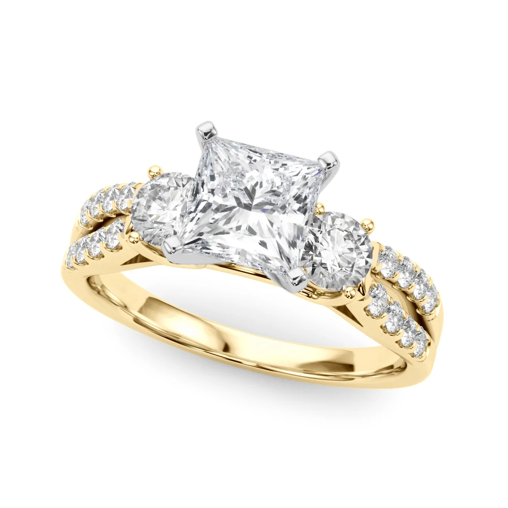 Three Stone Engagement Ring with Split Shank - Image 57