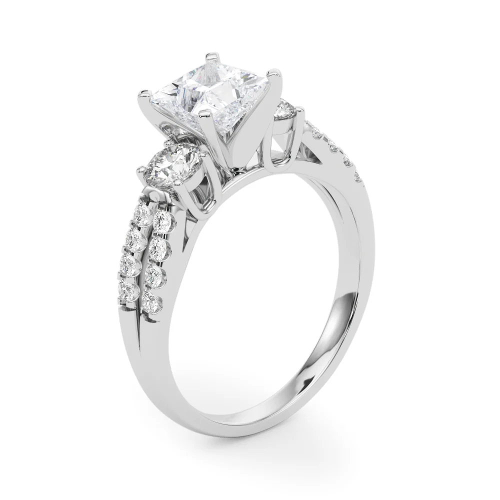 Three Stone Engagement Ring with Split Shank - Image 40
