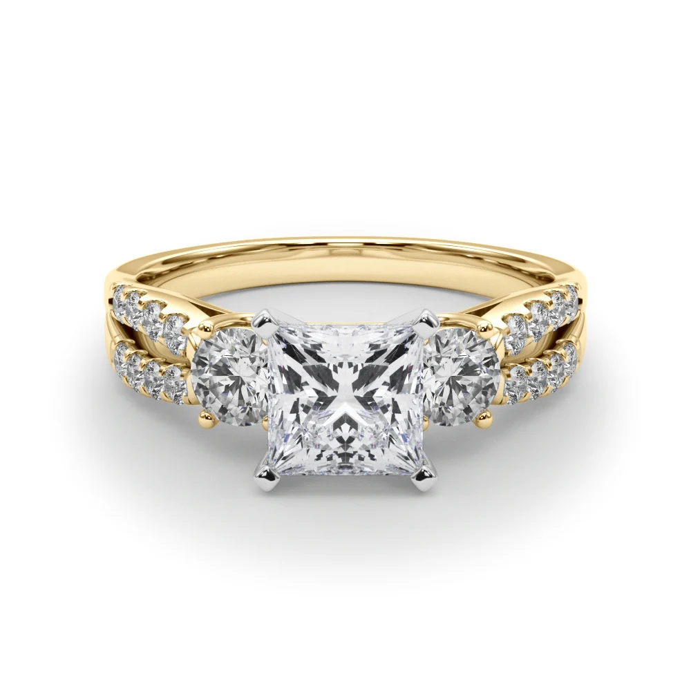 Three Stone Engagement Ring with Split Shank - Image 77