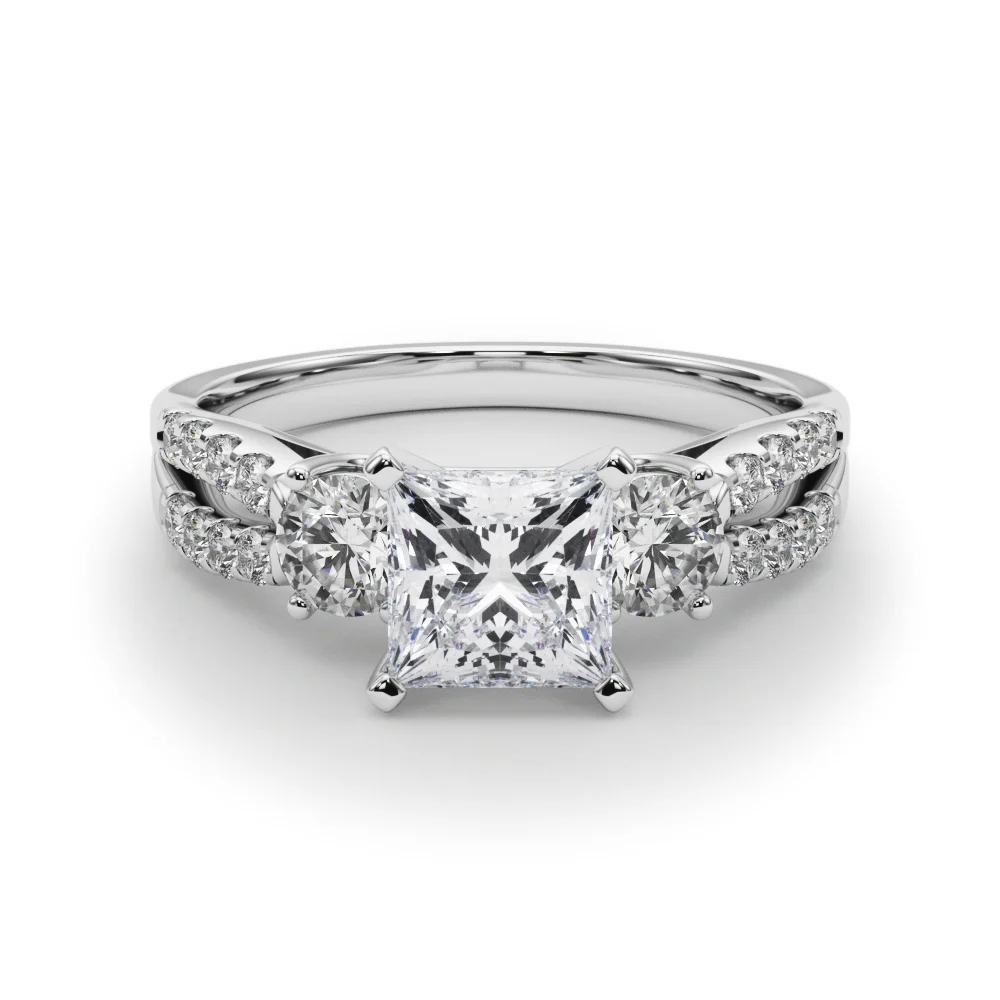 Three Stone Engagement Ring with Split Shank - Image 30