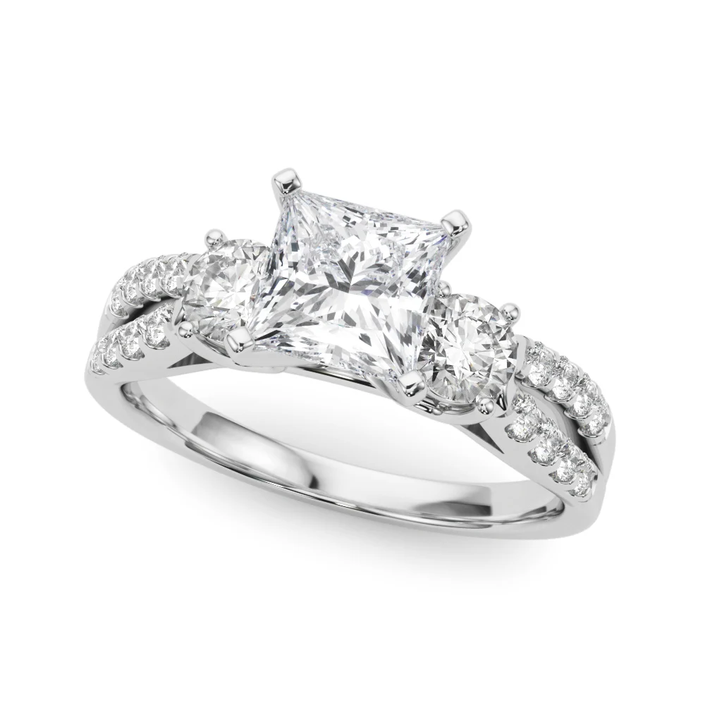 Three Stone Engagement Ring with Split Shank - Image 10