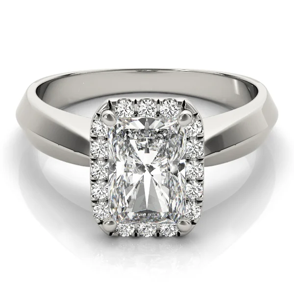 Solitaire Halo Emerald Engagement Ring - Image 3