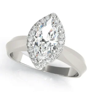 Marquise Shape Solitaire Halo Engagement Ring