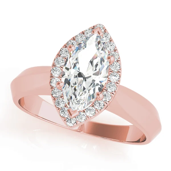 Marquise Shape Solitaire Halo Engagement Ring - Image 9
