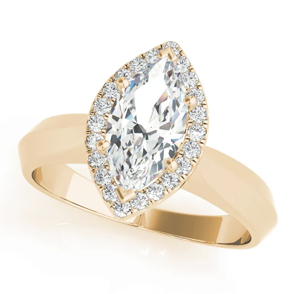 Marquise Shape Solitaire Halo Engagement Ring - Image 5