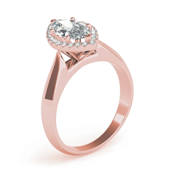 Marquise Shape Solitaire Halo Engagement Ring - Image 12
