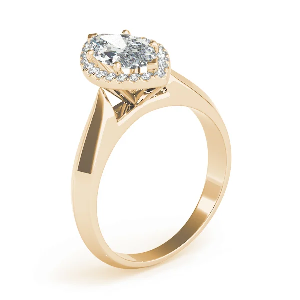 Marquise Shape Solitaire Halo Engagement Ring - Image 8