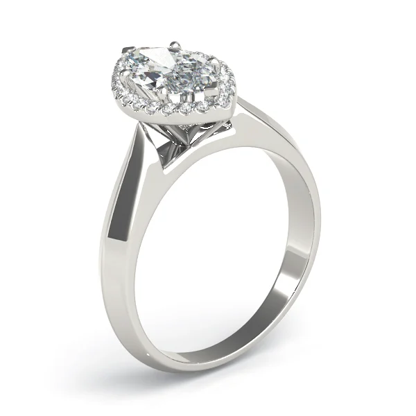 Marquise Shape Solitaire Halo Engagement Ring - Image 4