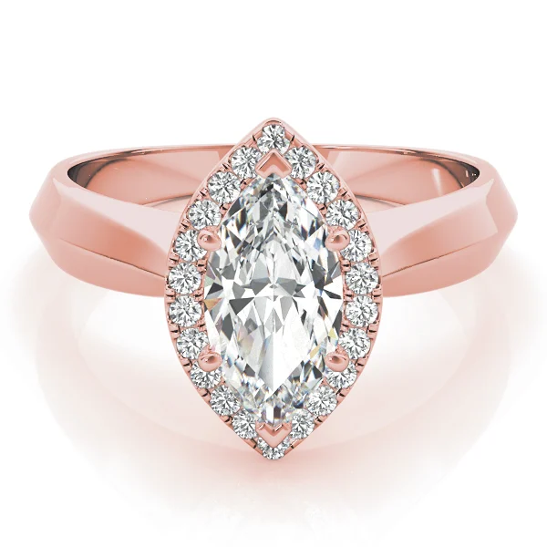 Marquise Shape Solitaire Halo Engagement Ring - Image 11