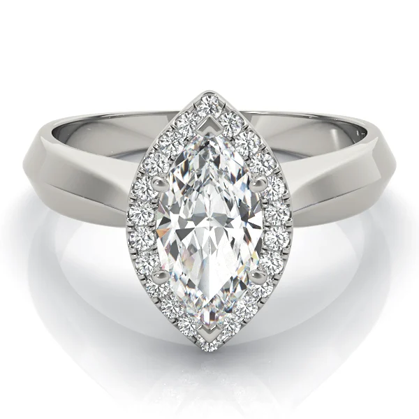 Marquise Shape Solitaire Halo Engagement Ring - Image 3