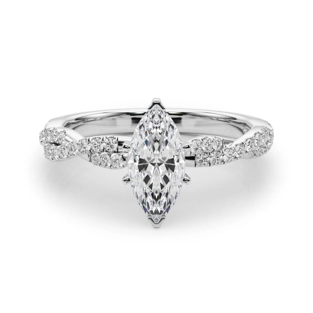 Twisting Diamond Adorned Engagement Ring - Image 22