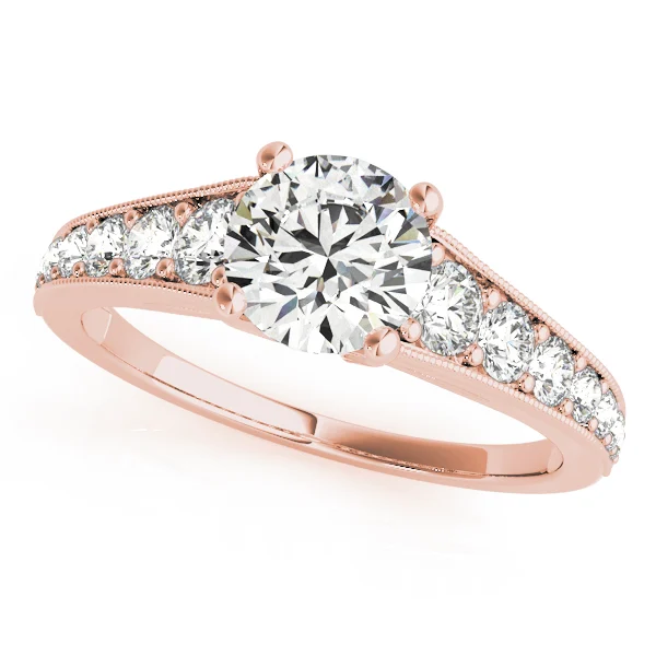 Graduating Single Row Milgrain Round Engagement Ring - Image 9