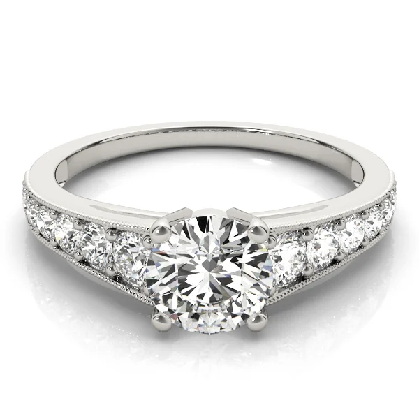Graduating Single Row Milgrain Round Engagement Ring - Image 4