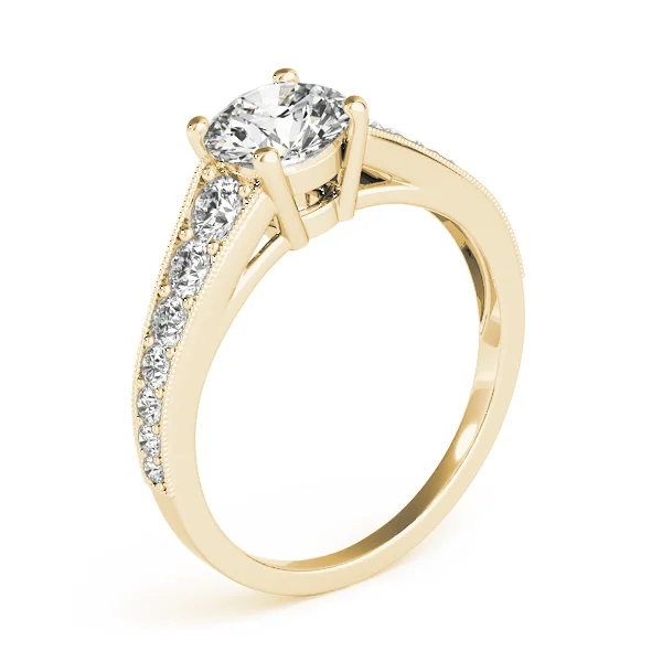 Graduating Single Row Milgrain Round Engagement Ring - Image 7
